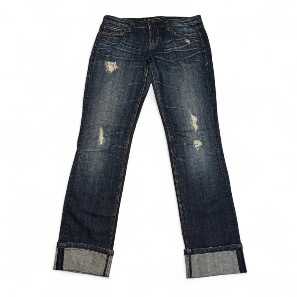 Cult of Individuality Jeans Sz 28 Distressed Straight Cuff Hem Mid Rise Stretch